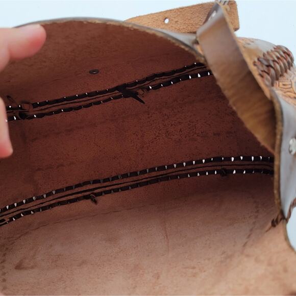 Hand Tooled Leather Floral Botanical Shoulder Bag Purse - Picture 2 of 7